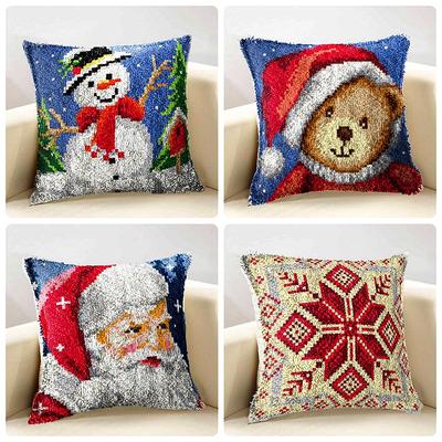 Vánoční výšivka Santa Clause Háčkovaná podložka Sada Latch Hook Kobercové sady Vyšívání Kobercové doplňky Křížková výšivka Latch Hook Polštář Koberec