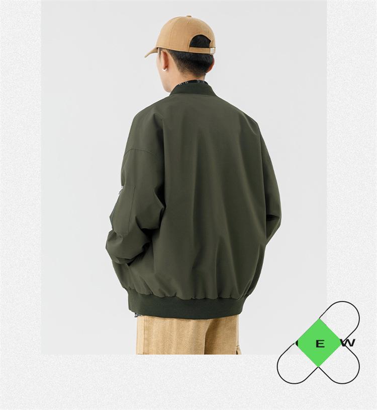 Męska modna kurtka w jednolitym kolorze ze stójką: Funkcjonalna odzież wierzchnia na wiosnę/jesień z sieciówek