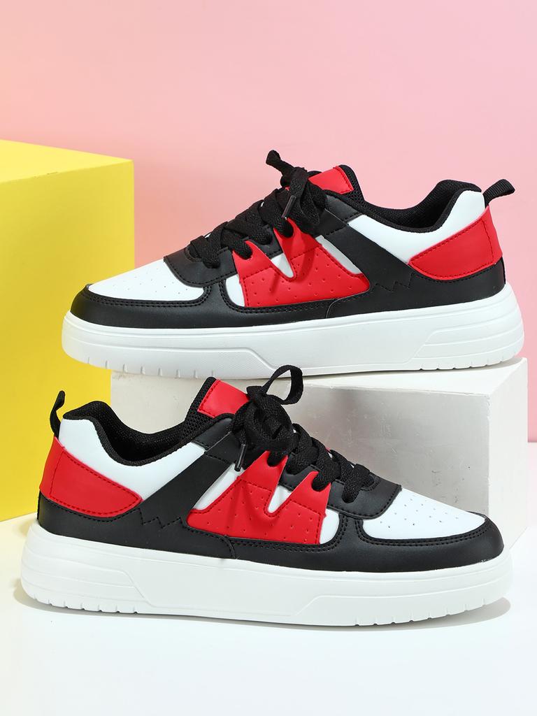 MCTIN Kadın rahat ayakkabılar nefes alabilen platform spor ayakkabı çiftler kaymaz deri kaykay ayakkabı