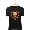 Tribal Bull Skull II T-Shirt – Molten Cracks, Flaming Halo, Warrior Stance