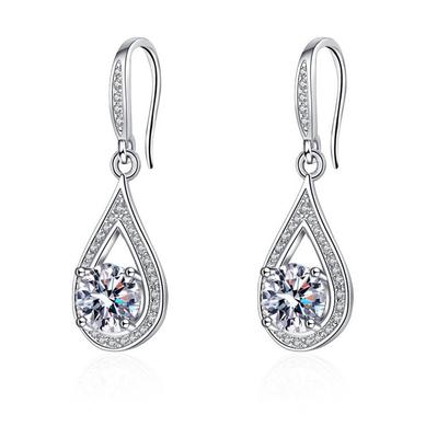 New Women Earring Pendant 925 Silver Luxury Drop -Shaped Micro -Inlaid Zircon A Pair Ear Studs Piercing Hoops Earrings Jewelry