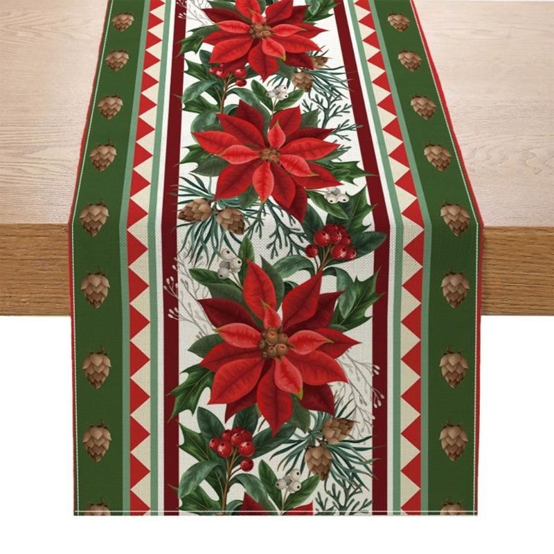 Christmas Table Runner Festive Home Table Cover Tablecloth for 2025 New Year Dropshipping