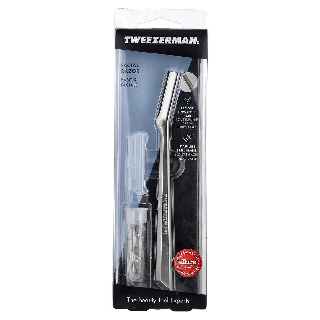 TWEEZERMAN Face Razor, Stainless Steel Blades, Set of 5