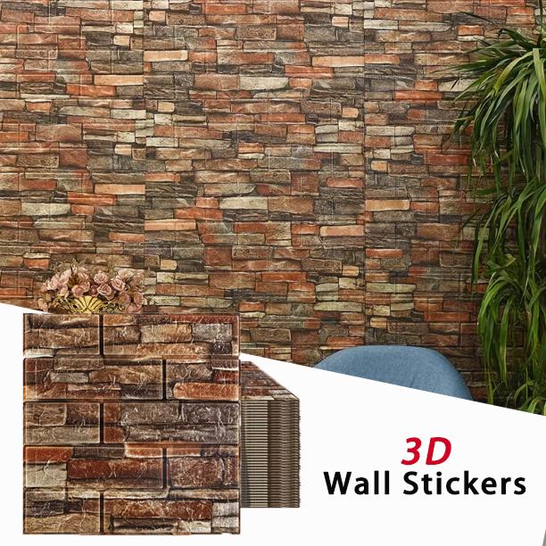 3D brick patterned wallpaper waterproof 38.5X35cm retro color self-adhesive living room wall sticker