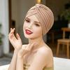 Yoga Hat with Satin Lining Hair Protection Frizz Control Soft Breathable Turban Nightcap High-Elastic Pleated Fabric Turban Hat