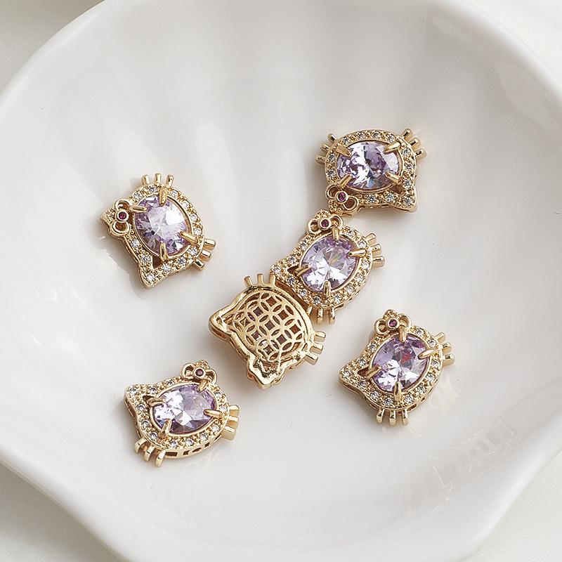 14K Gold-Filled Zircon Cat Spacer Beads Bracelet DIY Jewelry Accessories