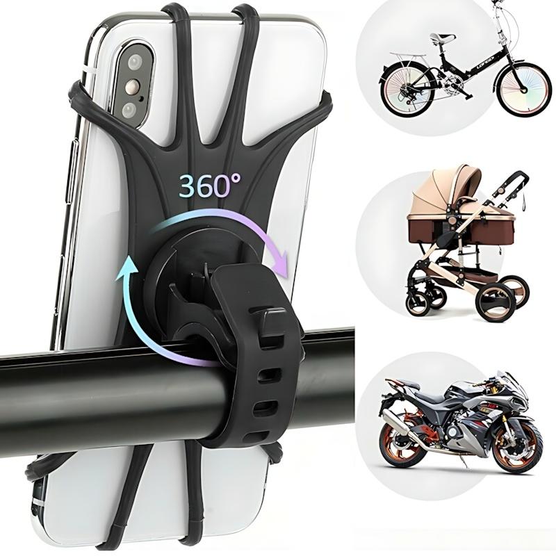 Multi-Use Silicone Phone Mount (360° Rotatable), Fits 4.0-6.5 Inch Phones for Bikes/Strollers