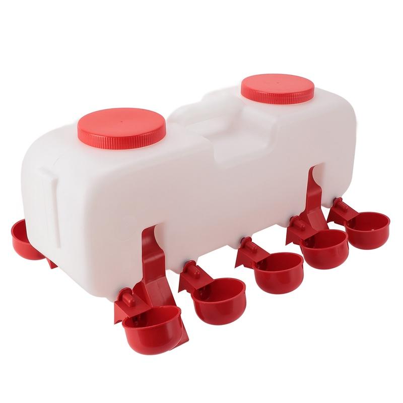 Semi-Automatic Chicken Waterer 10L Large Capacity Enclosed Water Feeder Dispenser with 10 Water Cups for Parrot Quail Duck