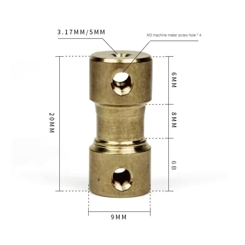 2mm–6mm Miniature Brass Rigid Coupling – Motor Shaft Transmission Connector for DIY Robotics & RC Models 2-2mm(1pcs)