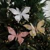 Colorful Glitter Butterfly & Dragonfly Mesh Clips with Pearl Pendant for Christmas Decoration