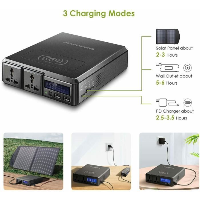 Solární generátor - ALLPOWERS - 200W - 41600mAh - Přenosný - Nouzový napájecí zdroj