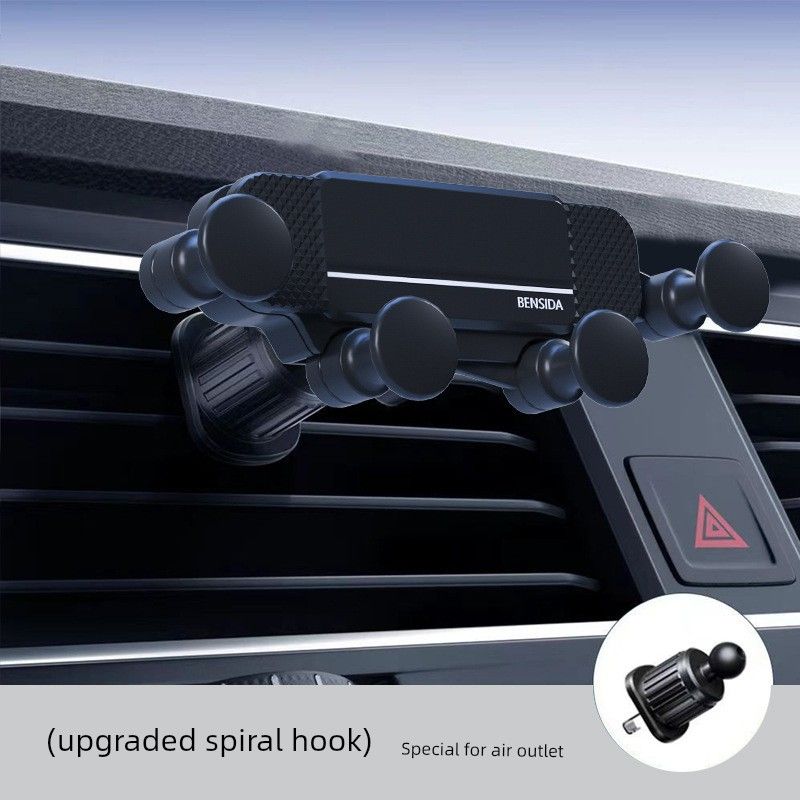 Neutral Car Phone Holder Minimalist Car Vent Gravity Bracket on-Board Bracket Mobile Phone Can Be Added C27 Black-With Spiral Clip