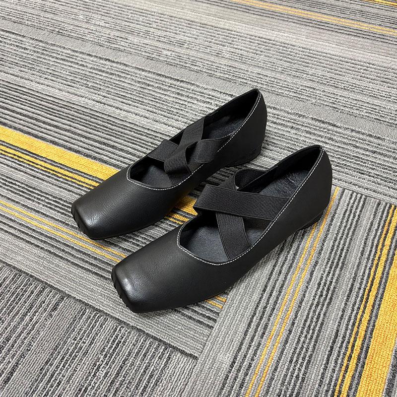 Fashion Fashion Elastic Band Footwear Low Heel Ballet Flats Shoes For Women Soft Female Shallow Ladies Heeled Pumps Slip On Shoes
