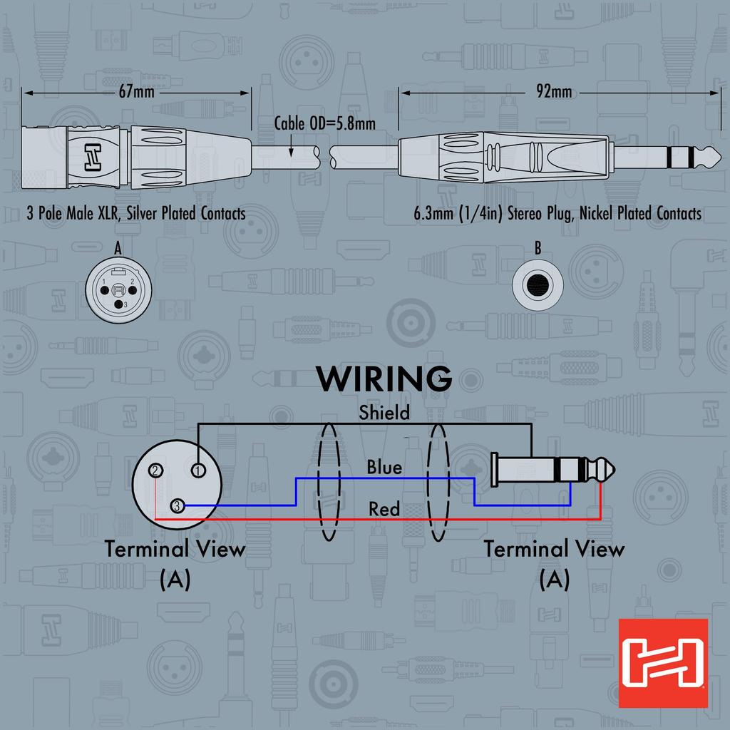 Hosa XLR Canon Female to Stereo Phone Male Audio Cable, 1.5m, HXS-005
