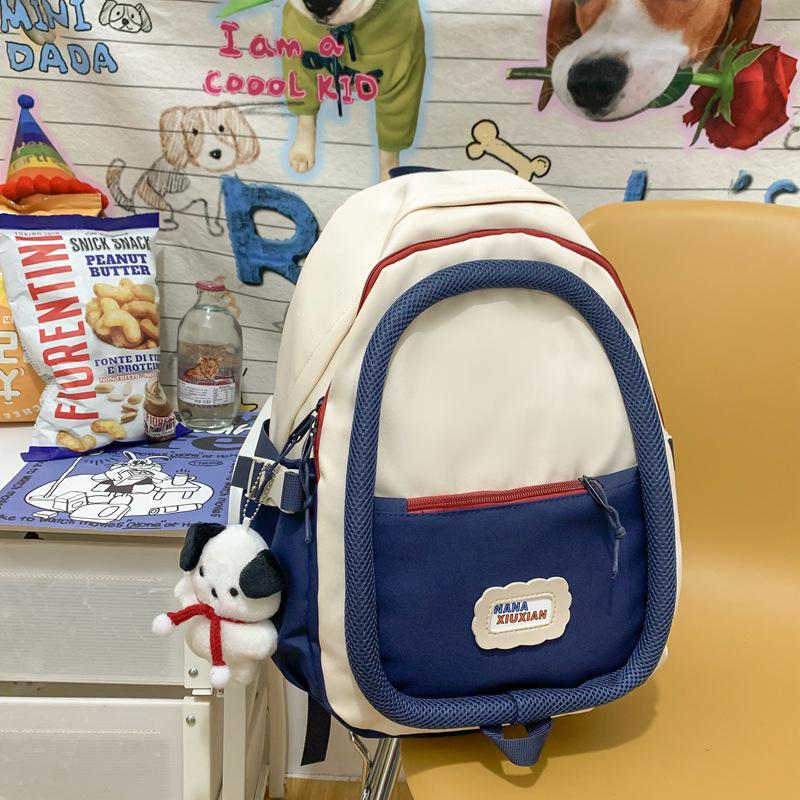 2024 Large Capacity Japanese Style Color Block Backpack for High School & College Girls