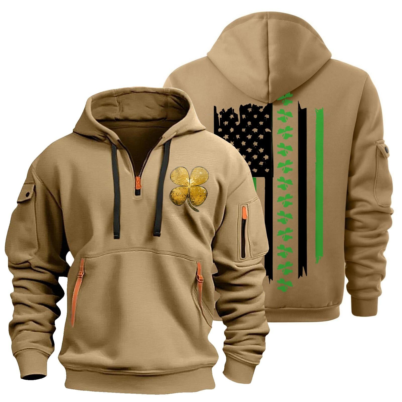 

улица. Толстовка с капюшоном Patrick s Green Flag Print для мужчин, пуловер на молнии для мужчин, спортивная повседневная толстовка больших размеров XL жёлтый