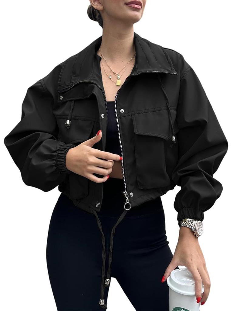 2026 European and American Autumn New Women's Clothing Solid Color Women's Short Jacket Zipper Trench Coat