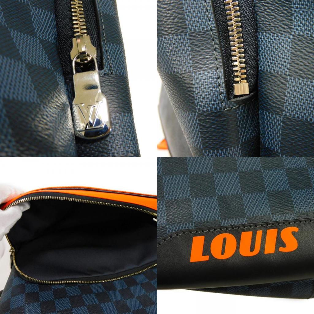 Used 12564 Discovery Daypack N40157 7927 Logo Navy 19AW Damier Cobalt Lace Orange Men's from Japan AUTHENTIC
