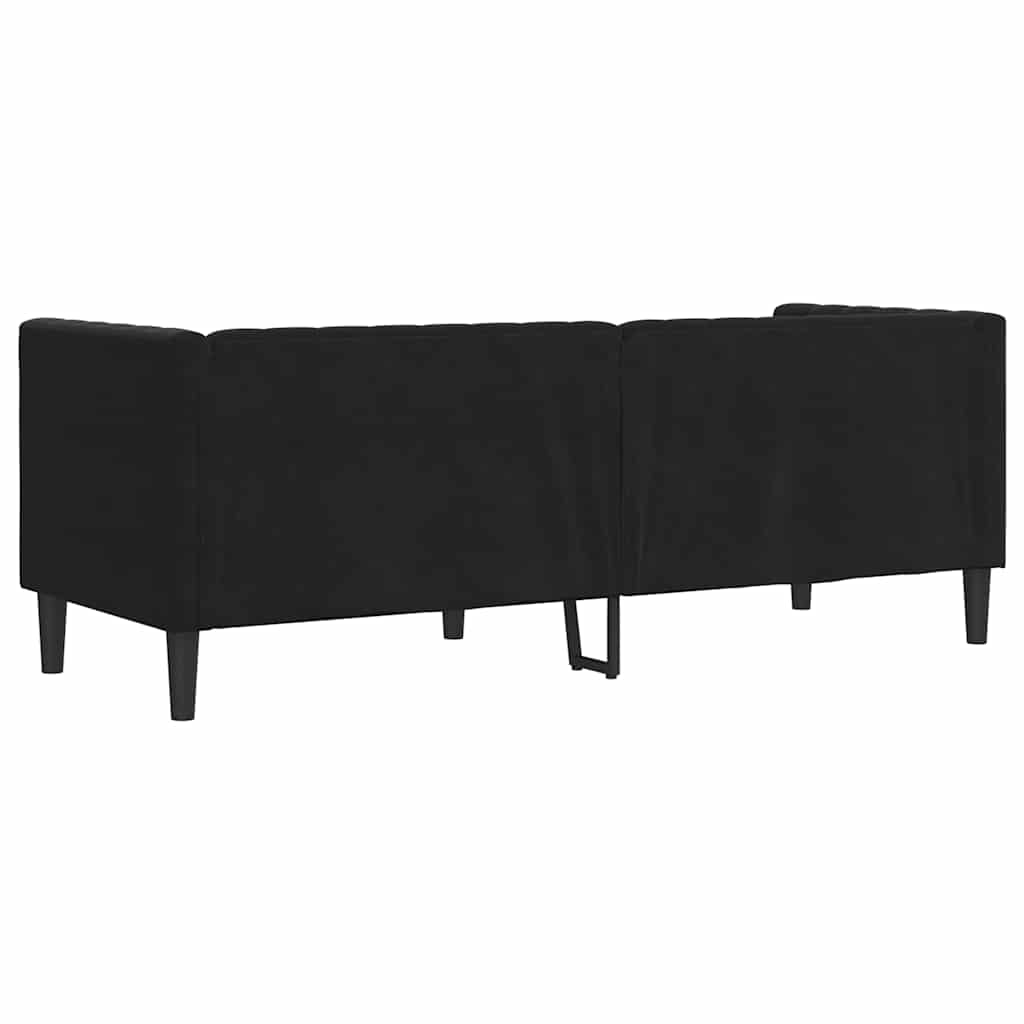 Chesterfield Sofa with Neck Pillows 3 Seater Black Velvet