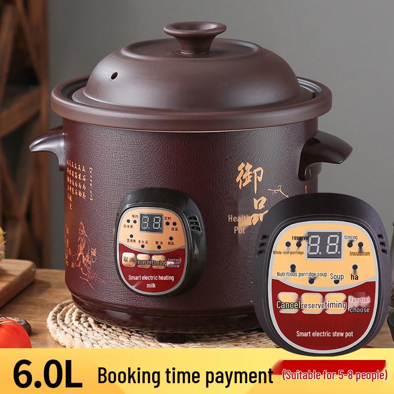 In Stock Fully Automatic Electric Stew Pot: 2.5-6L Ceramic Multi-functional Clay Pot for Soups, Porridge, and Health Cooking