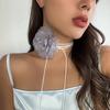Retro Floral Fabric Choker with Tassel Necklace