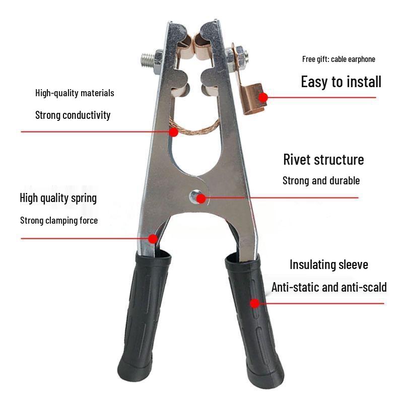 Thickened Ground Clamp for Argon Arc Welding (500A/1000A/1500A) - Safety Ground Neutral Wire Clip