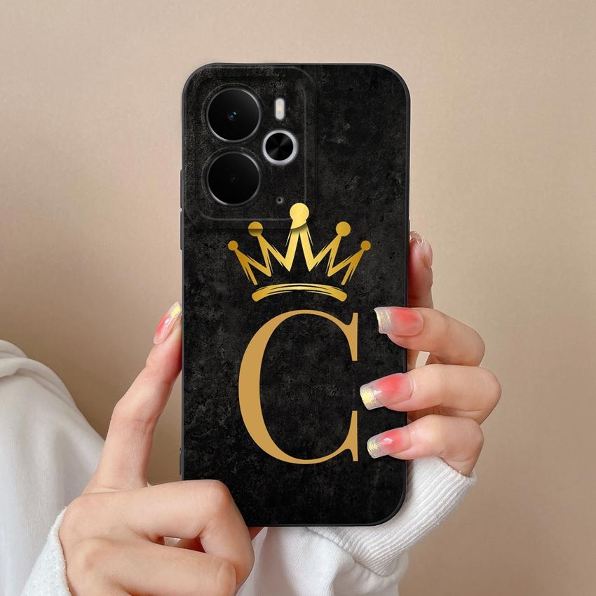 For Oppo Realme 14 15 16 13 Pro 14T 14X 15T 15X 14ProLite Phone Case Luxury Gold Crown Letters Shell Lightweight Matte Silicone Camera Protector Cover