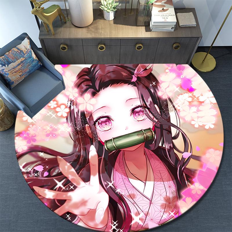 Tappeto Rotondo con Stampa Cartoon, Tappeto per Soggiorno Camera da Letto Divano Sala Giochi Decorazione, Tappetino Antiscivolo