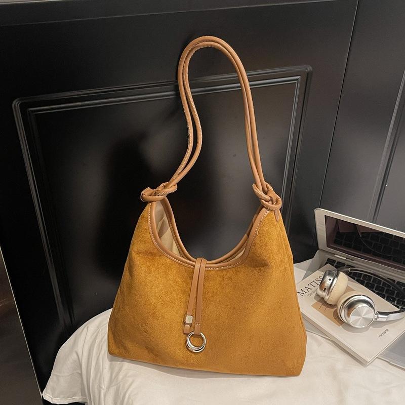 

Повседневная ретро замшевая сумка-тоут женская новая сумка подмышку для поездок на работу модная нишевая сумка через плечо