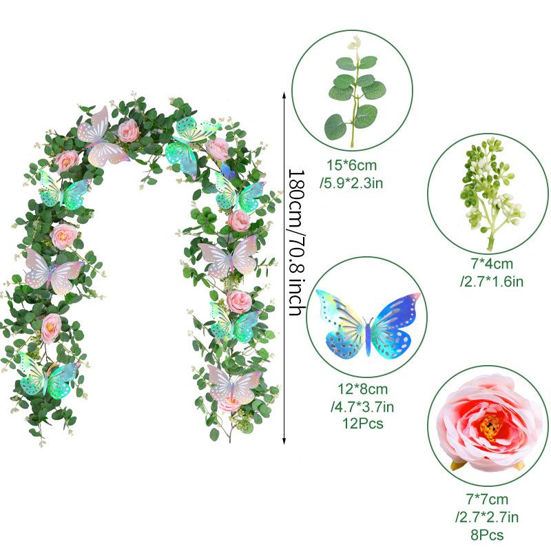 

1 шт. Украшение Ручной работы Искусственная Лоза из листьев эвкалипта Романтические Имитация Цветочные Лианы Украшение для дома Лазерная Бабочка Фестиваль