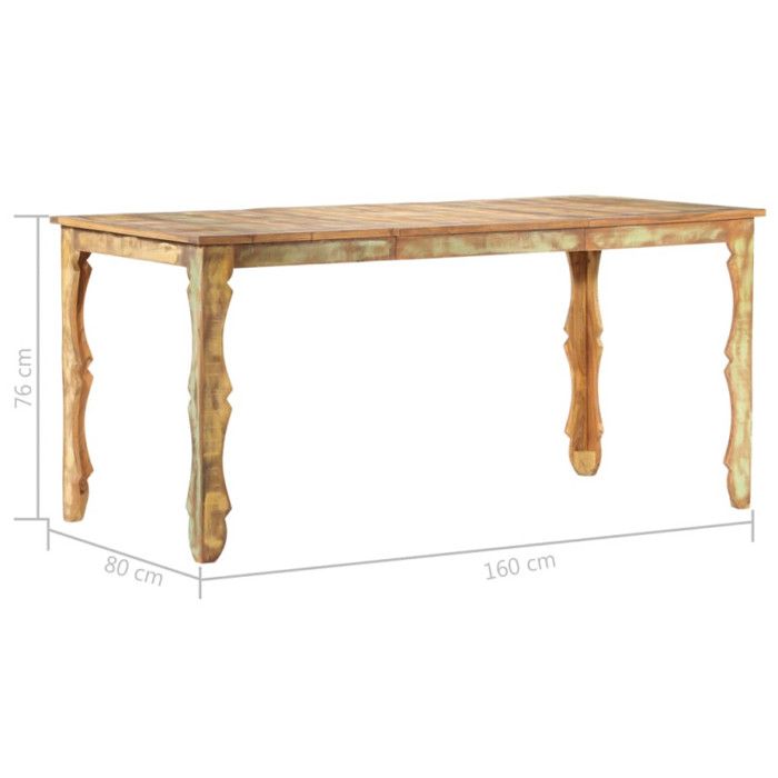 VidaXL Table de salle à manger 160x80x76cm Bois de récupération massif