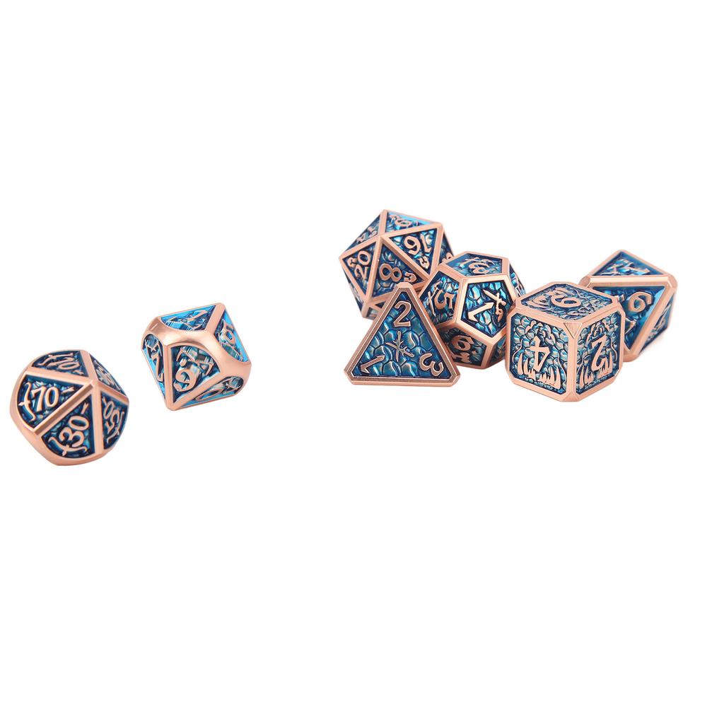 7pcs Metal Dice Set Portable Delicate Polyhedral Dice Role Playing Game Props for Halloween Party