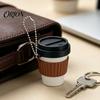 Coffee Cup Finger Clicker 3D Printed Clicker, Press Fidget for Stress Relief, Backpack Hanging Toy with Ball Chain PLA