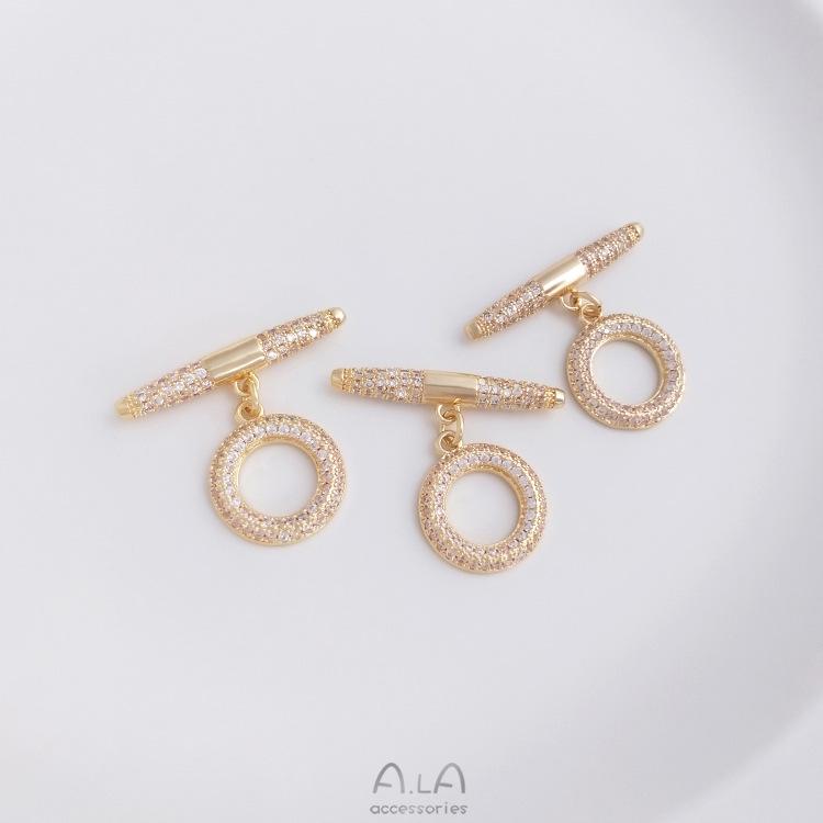 14K Gold-Filled Zircon OT Clasp Pearl Necklace Connector