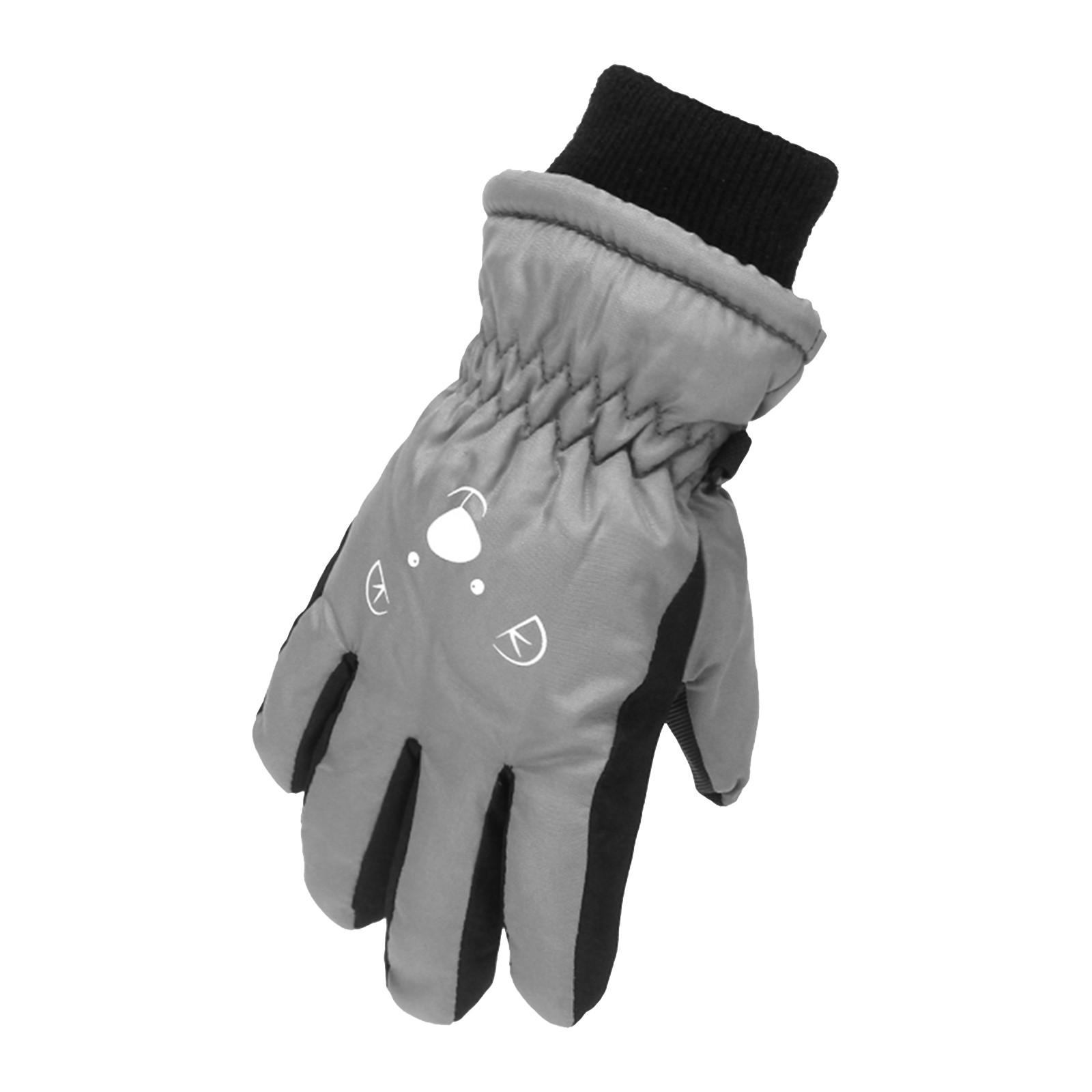 

Модернизированные детские лыжные перчатки для улицы, велосипедные перчатки, зимние теплые перчатки для альпинизма, водонепроницаемые One Size серый