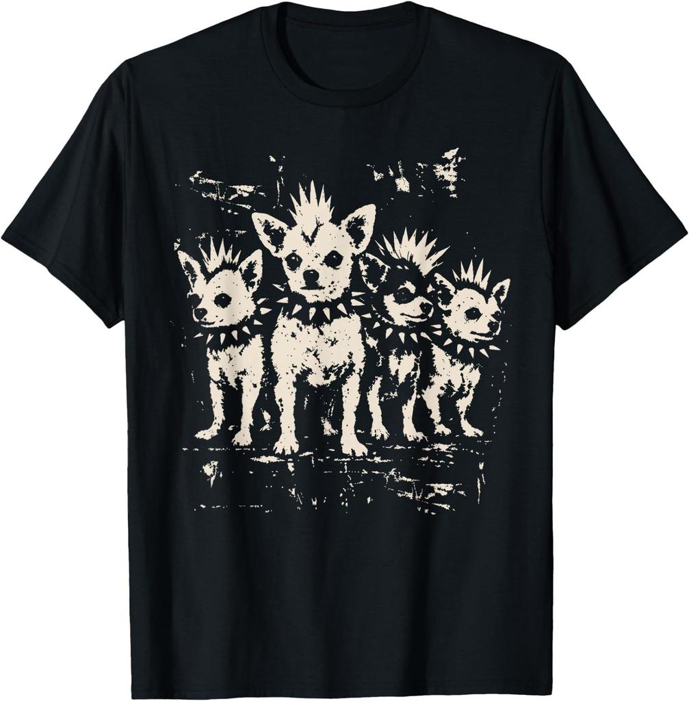 Vintage Punk Chihuahua Rock Chihuahua Mohawk Spiked Collar T-Shirt