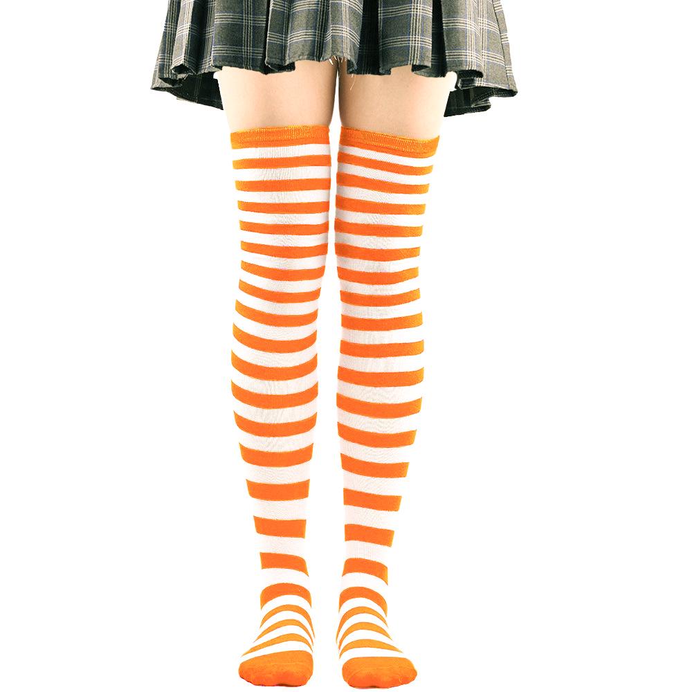 Women's Zebra Striped Thigh-High Socks: Japanese & Korean Style Over-the-Knee Halloween Cosplay Performance.