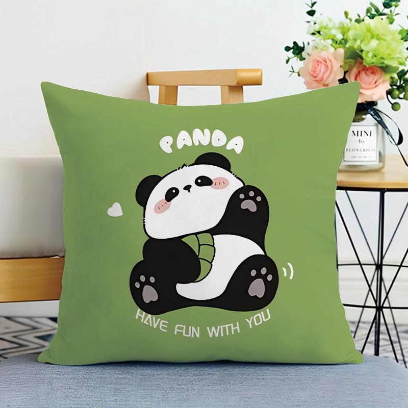 Cute Panda Print Decorative Pillowcase Bedroom Living Room Square Cushion Pillowcase