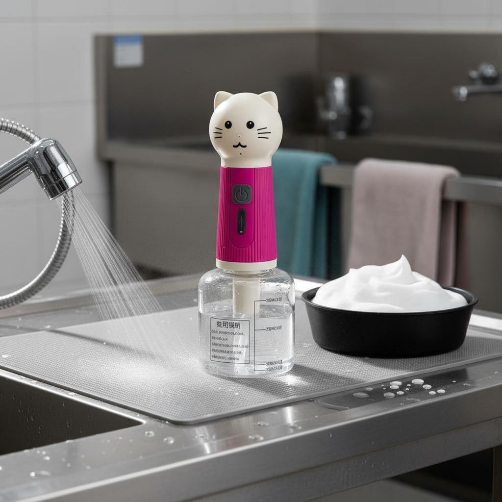 Feline Foam Dispenser Quiet Automatic Pet Lather Generator Automatic Suds Generator Easy To Clean Bath Tool Cordless