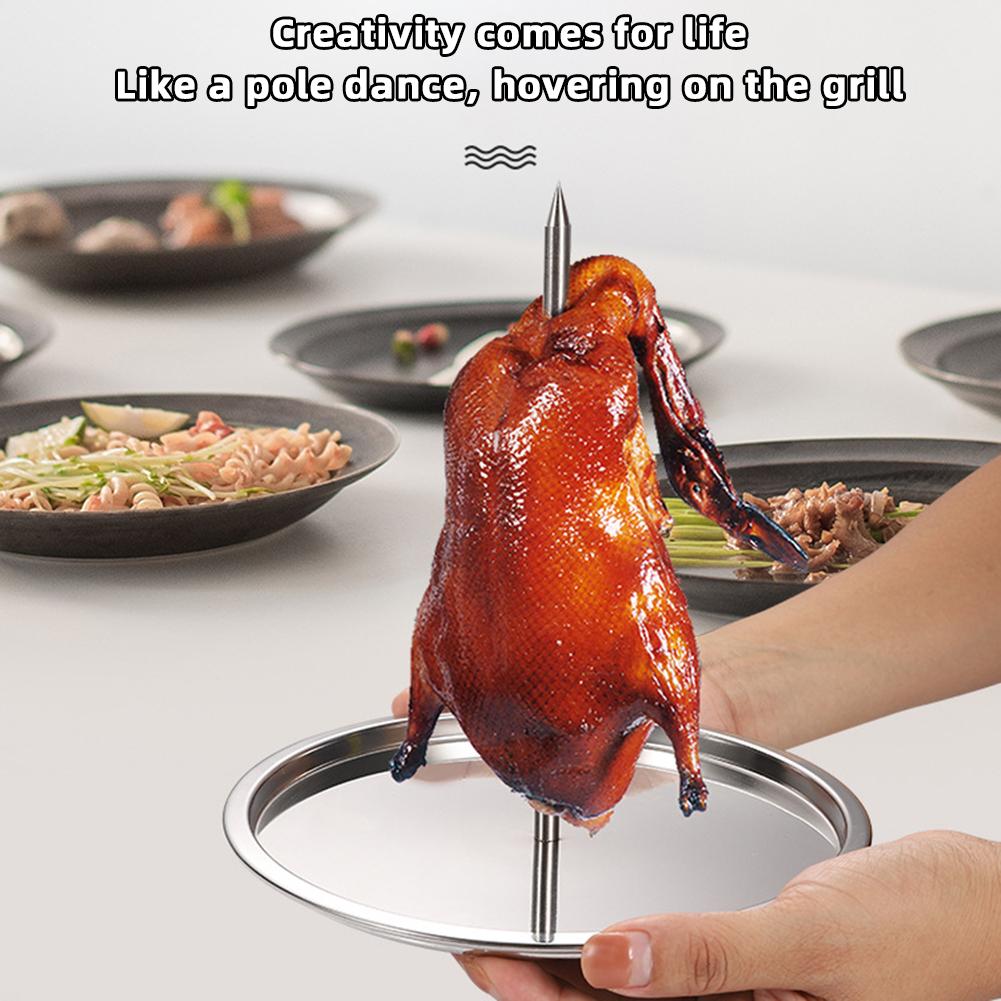 Hähnchenbräterhalter, Edelstahl, vertikaler Spießgrillständer, Spieß-Hähnchenbräter für Fleisch, Grill, Picknick, BBQ