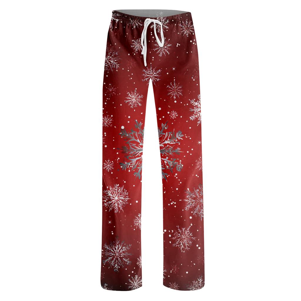 Women's Casual Christmas Printed Pajama Pants Loose Fit Sleepwear for Home