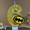 Golden Batman Number Birthday Cake Candles for First Birthday Party Decoration DIY