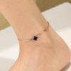 European Light Luxury Four-Leaf Clover Anklet, Titanium Steel Snake Bone Chain, Gold Beach Foot Jewelry for Women.