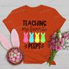 Teaching My Favorite Peeps Shirt Women Easter Bunny Teacher Cute Short Sleeve Tshirt Happy Easter Teacher Matching Tops Tees