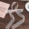 Pink Lace Flowers Long Strip Silk Scarf Headbands Bow Hair Rope Womans Girls Sweet Tie Hair Turban Ribbon Lady Headdress Fashion