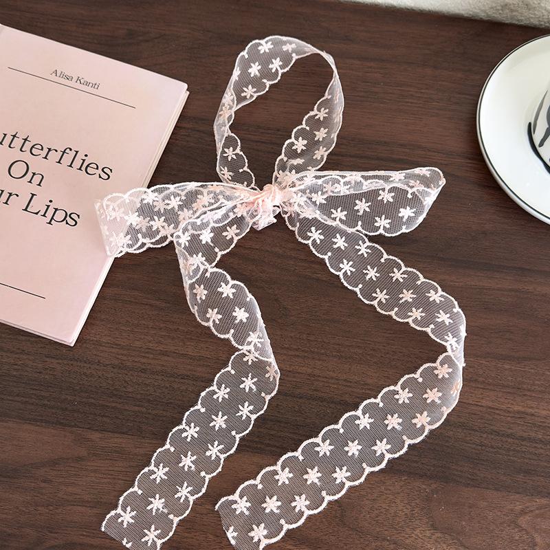 

Розовые кружевные цветы Длинная полоса Шелковый шарф Повязки на голову Бант Резинка для волос Женский Девичий Милый Галстук Тюрбан Лента Дамский головной убор Мода