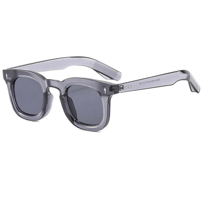 Retro Square Sunglasses Women Rivets Gray Shades UV400 Fashion Men Clear Lens Glasses Frame