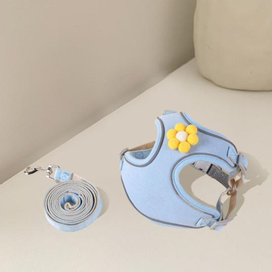 Harness Leash Set Reflective Strap Night Safe Pet Dog Vest Flower Decoration Adjustable