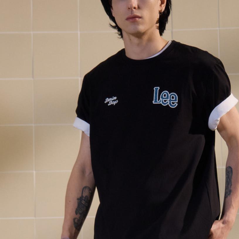 SS25 Comfortable Round Neck Denim Printed Logo Cool Short Sleeve T-Shirt Men T-Shirts Black LMT010237200231K11000