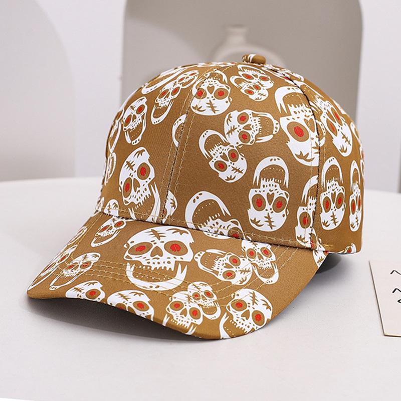 Skull Print Black Baseball Cap Women's Y2K Vintage Sun Hat Men Unisex Dad Hats
